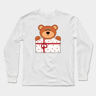 Christmas Bear With Xmas Gift Long Sleeve T-Shirt